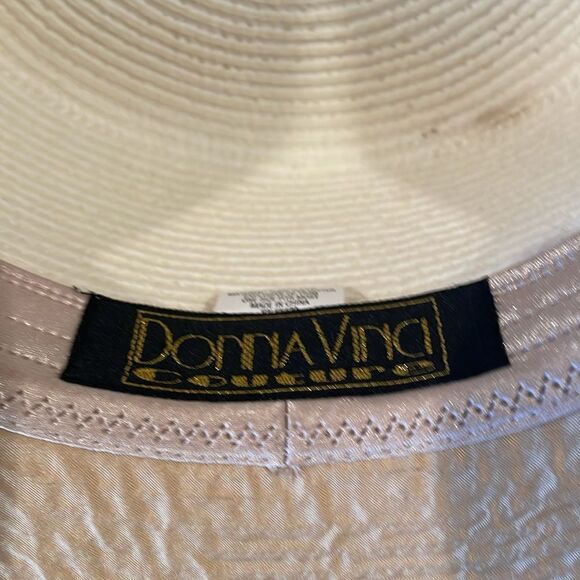 Vintage Donna Vina Couture Satin Hat with Bow Cream main image 6